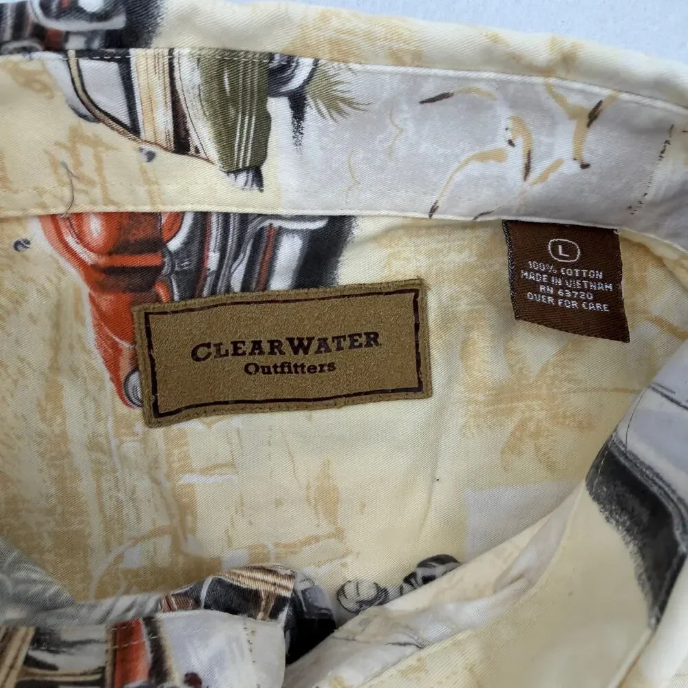 Clearwater Outfitters Men's Classic Cars Woody Wagon Tropical Hawaiian Shirt L